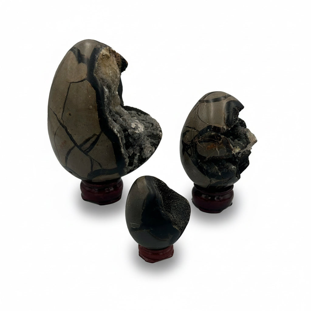 Trio of Septarian Geode Eggs