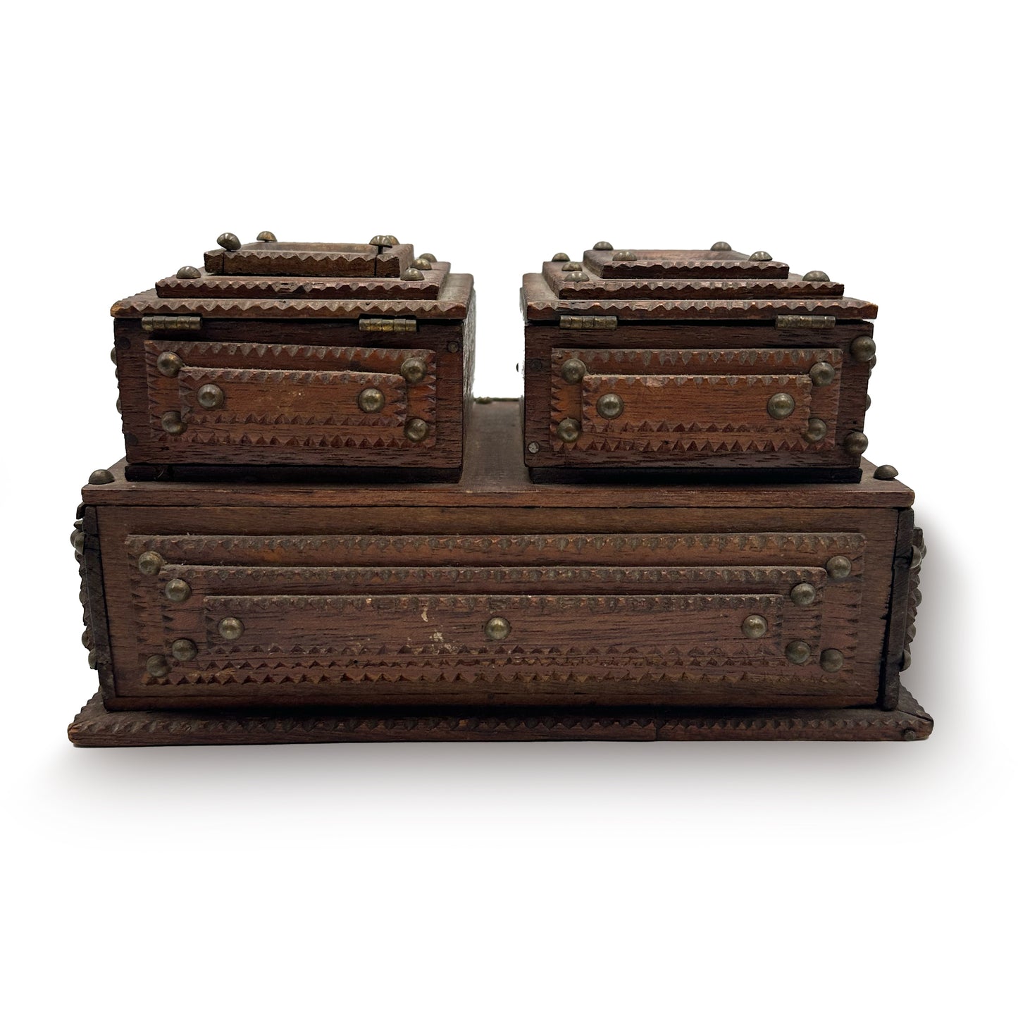 Tramp Art Double Jewelry Chest