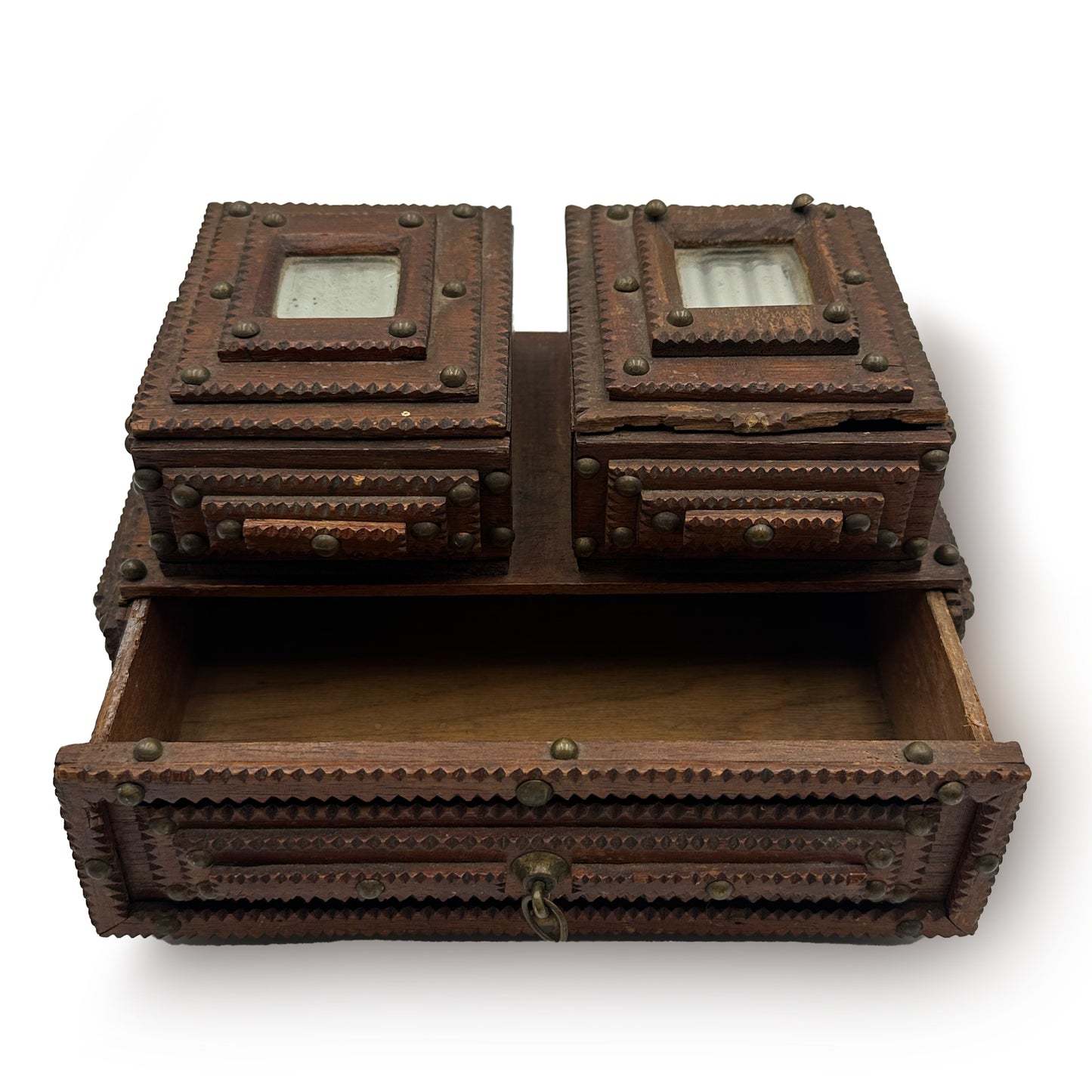 Tramp Art Double Jewelry Chest