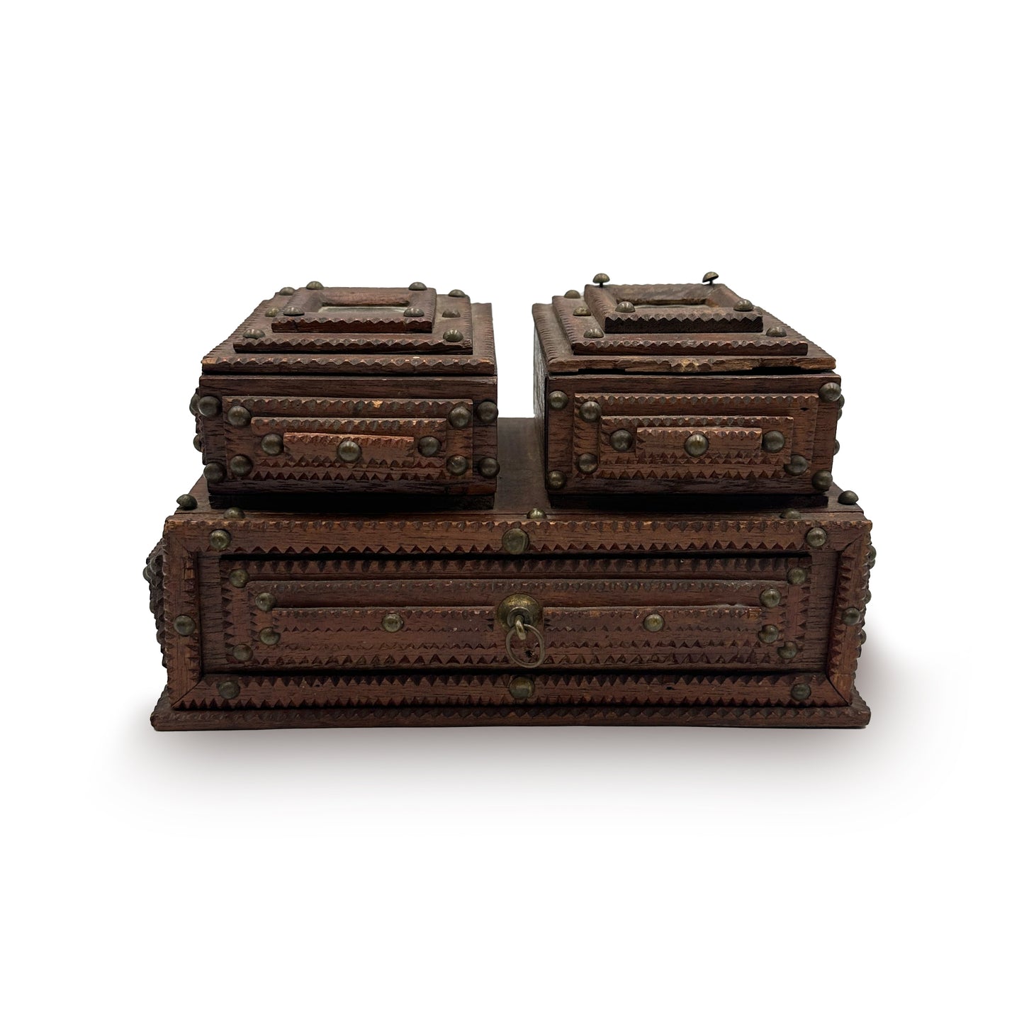 Tramp Art Double Jewelry Chest