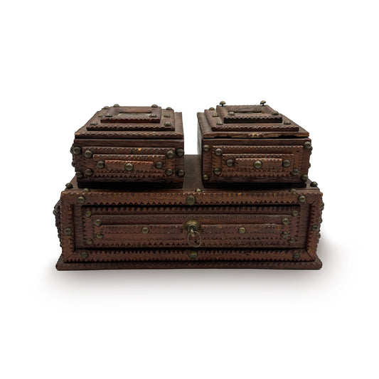 Tramp Art Double Jewelry Chest