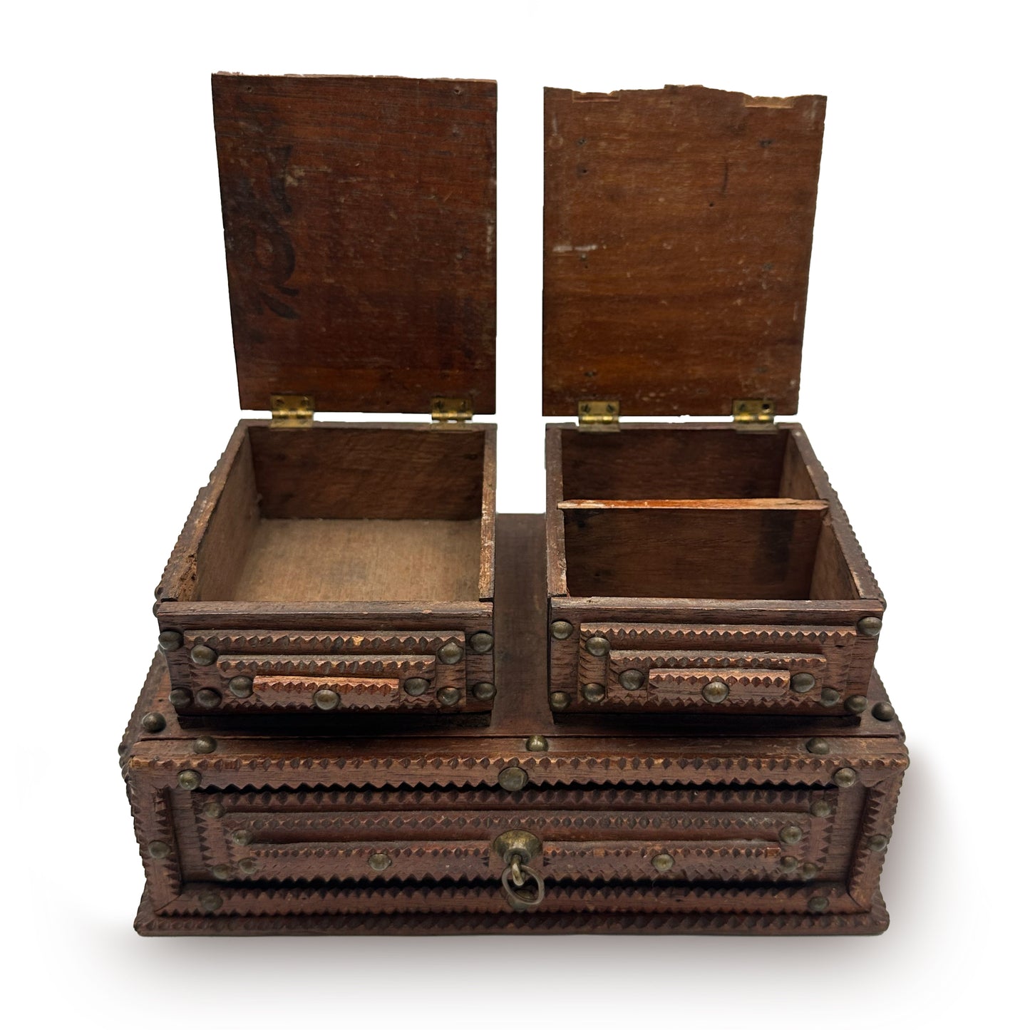 Tramp Art Double Jewelry Chest